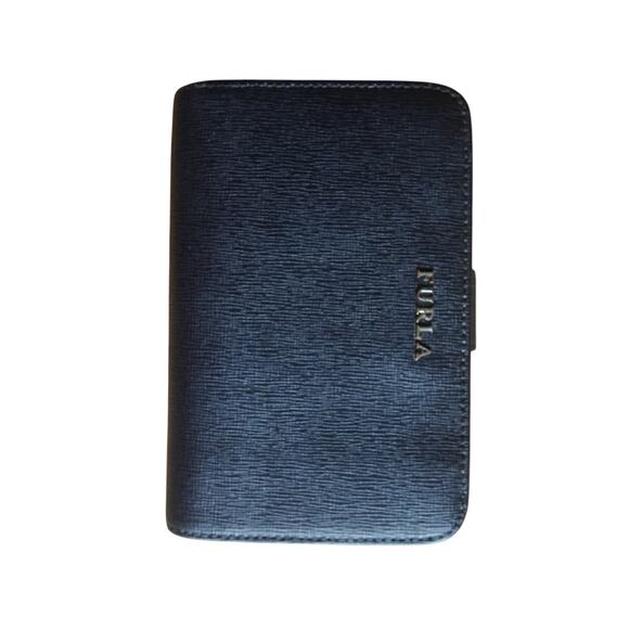 Furla Handbags - Furla Black Saffiano Leather Bifold Wallet Zip Coin Pocket Italy w Care Card EUC